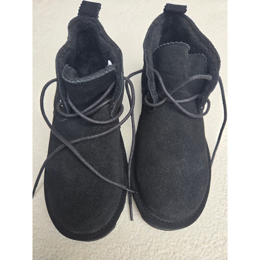 Bearpaw Suede Chukka‎ Boots Womens 11 Black Good Lace Up Wool Blend Lining